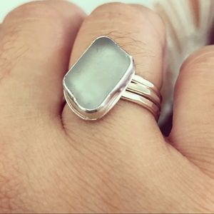 New Gray Sea Glass Ring